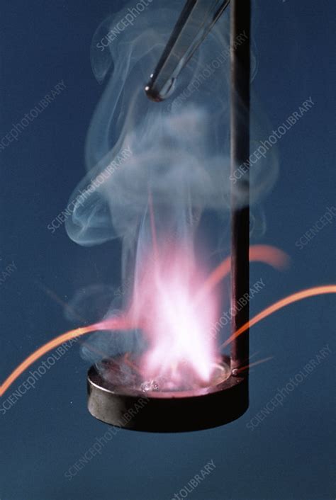 Potassium reacting with water - Stock Image - A510/0139 - Science Photo Library