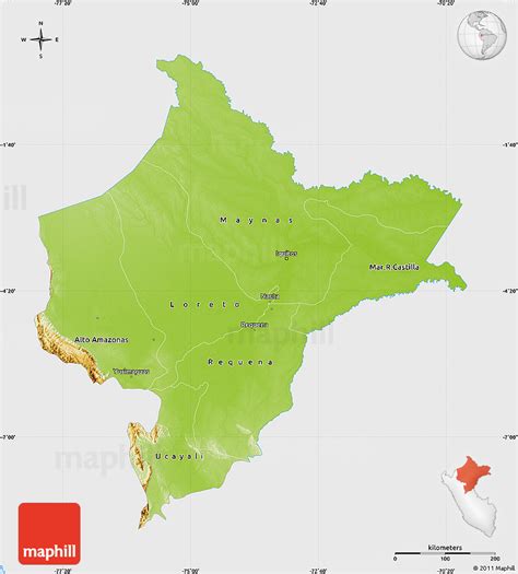 Physical Map of Loreto, single color outside