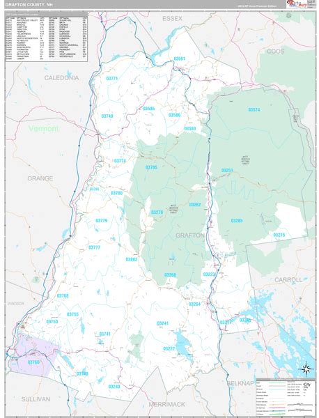 Grafton County, NH Wall Map Premium Style by MarketMAPS - MapSales