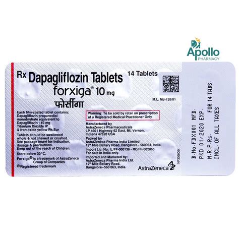 Forxiga 10 mg Tablet 14's Price, Uses, Side Effects, Composition - Apollo Pharmacy