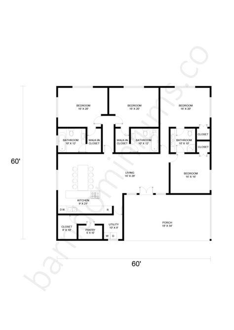 Charming 4 Bedroom Barndominium Floor Plans - Barndominium Homes