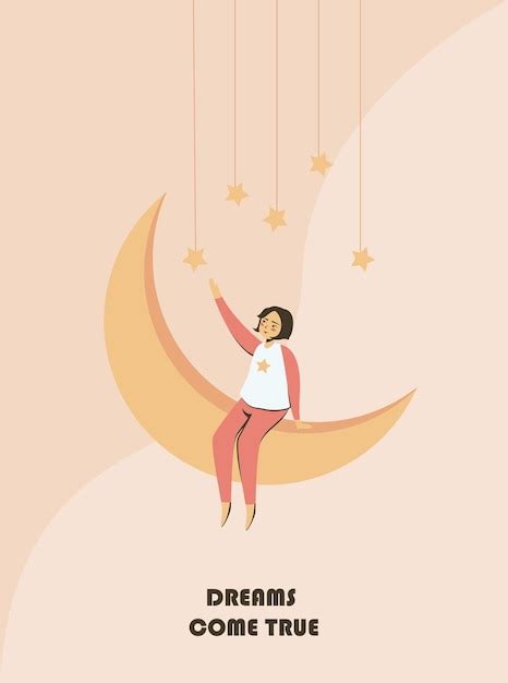 Premium Vector | Girl on the moon