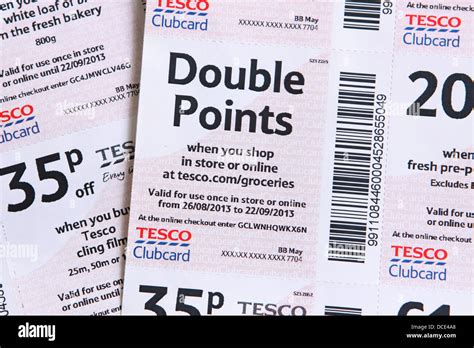 Tesco supermarket Clubcard vouchers offering double points Stock Photo ...