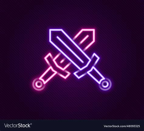 Glowing neon line crossed medieval sword icon Vector Image