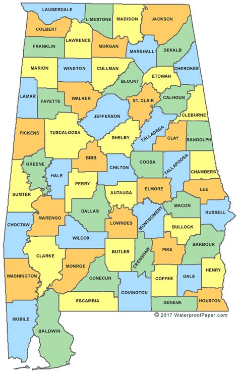 Printable Alabama Maps | State Outline, County, Cities