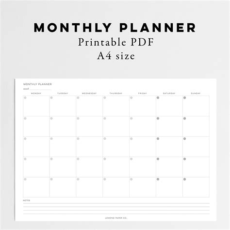 A4 Monthly Planner - Instant Download – Lomond Paper Co.