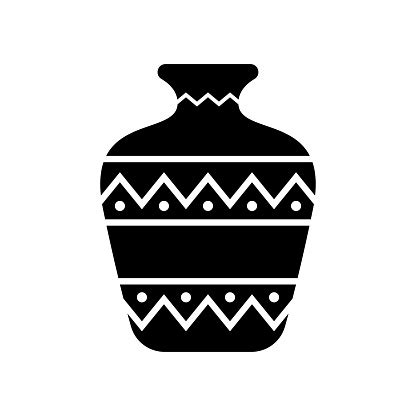 Decorative Vase Icon Black Silhouette Front Side View Vector Simple Flat Graphic Illustration ...