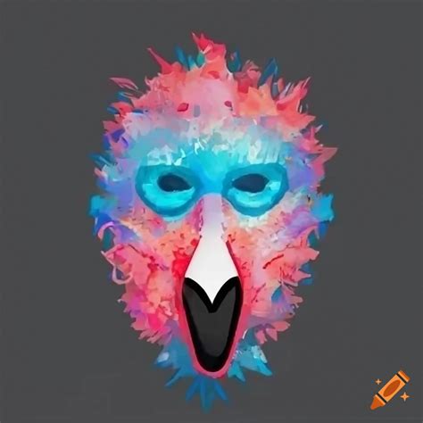 Blue energy flamingo spirit mask on black background on Craiyon