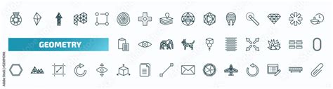 set of 40 special lineal geometry icons. outline icons such as color wheel, spiral, fillet ...