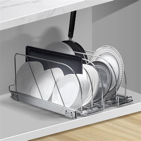 BENTISM Pan and Pot Rack Organizer Expandable Adjustable Lid Holder ...