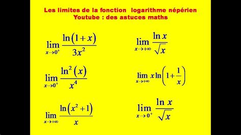 Déterminer des limites avec la fonction logarithme népérien - YouTube