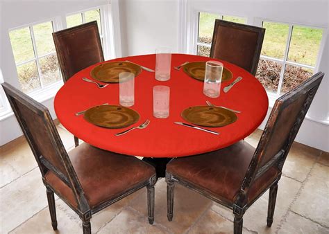 Elastic Edged Flannel Backed Vinyl Fitted Table Cover - Solid RED ...