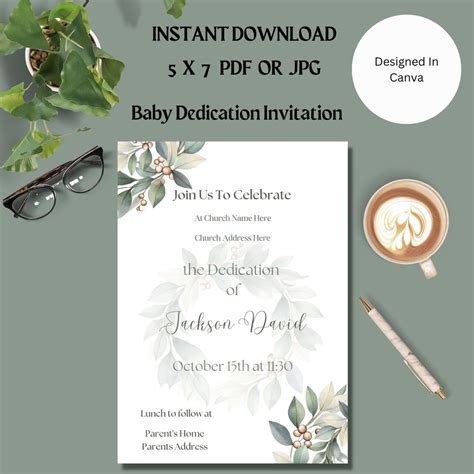 Baby's Dedication Invitation-instant Download-editable-printable Template 5x7, Boy or Girl ...