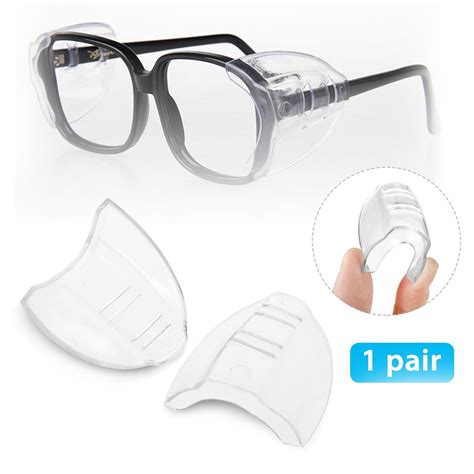 One Pair Slip On Clear Side Shields for Safety Glasses, Safety Glasses Side Shields, Fits Small ...