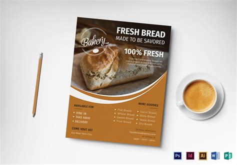 Tasty Bakery Flyer Design Template in PSD, Word, Publisher, Illustrator, InDesign