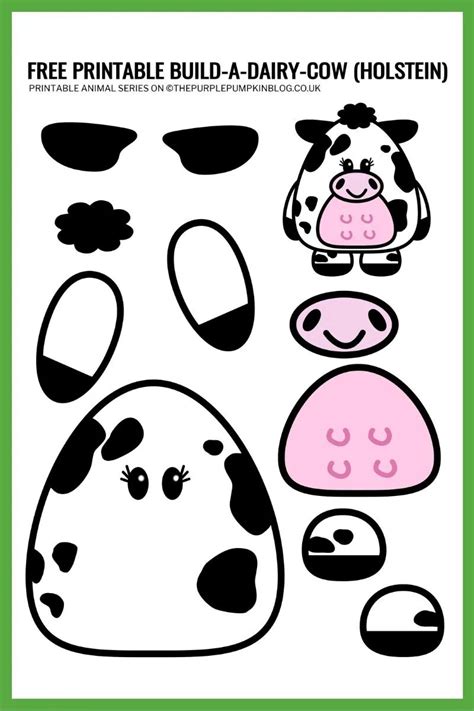 Build A Cow! Holstein Dairy Cow & Bull - Free Printable Templates!