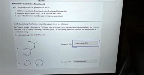 SOLVED: Please help with the IUPAC name for struture A. Substituted benzene nomenclature ...