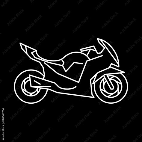 Motorcycle icon white contour on black background of vector illustration Stock Vector | Adobe Stock