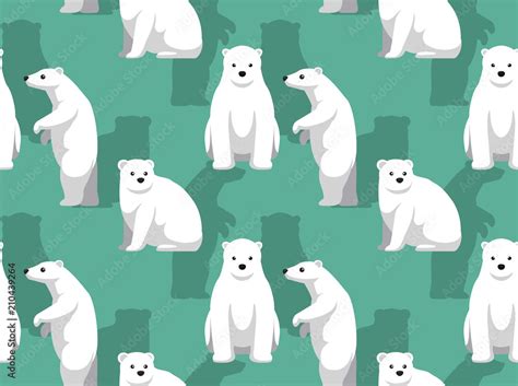 Polar Bear Standing Cute Cartoon Background Seamless Wallpaper Stock Vector | Adobe Stock