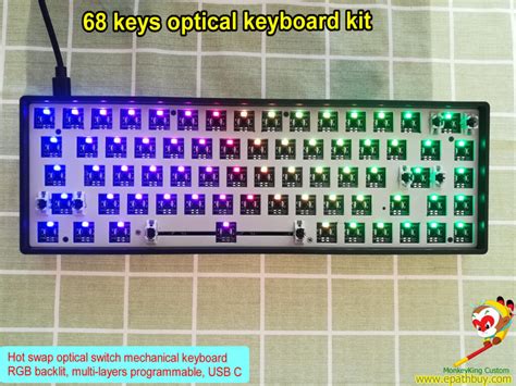 68 keys optical mechanical keyboard kit, 65% RGB backlit optical ...