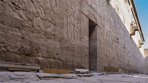 The Wall of the Ancient Temple of Horus in Edfu. Editorial Photography - Image of attraction ...