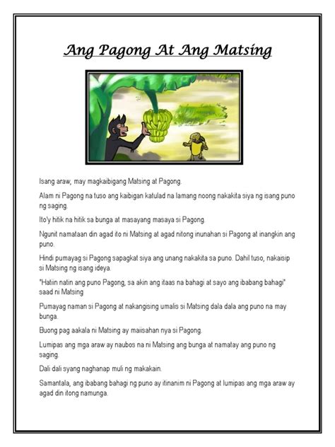 Ang Pagong at Ang Matsing | PDF