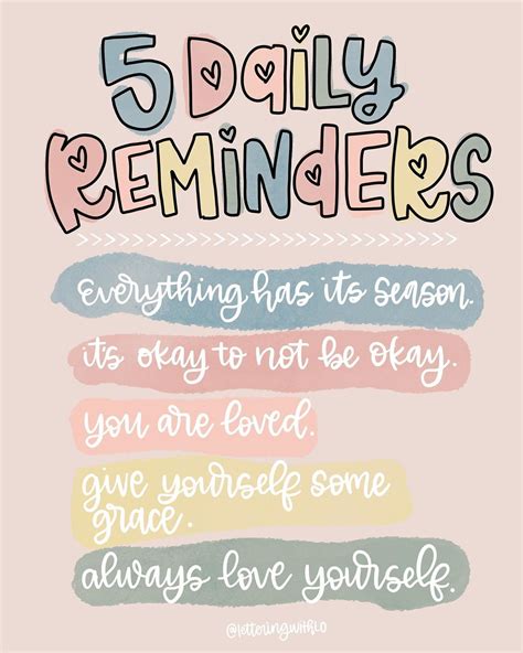 Five Daily Reminders | Daily reminder, Reminder quotes, Its okay to not be okay