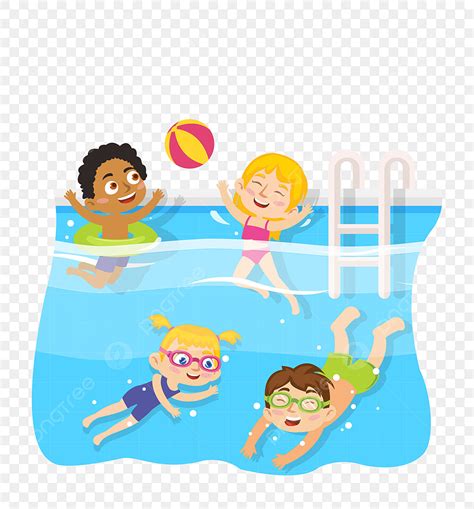 Cartoon Swimming Pool Clipart Transparent Background, Kid Swimming Pool, Children, Children ...