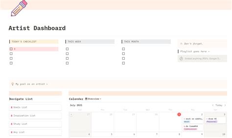 Artist Dashboard (FREE Notion Template) - yuhna's Ko-fi Shop - Ko-fi ️ Where creators get ...