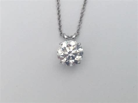 DIAMOND SOLITAIRE PENDANT NECKLACE 1 Carat ROUND CUT D SI1 14K WHITE ...