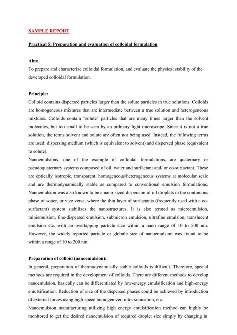 Colloid preparation | PHC62404 - Physical Pharmaceutics - Taylors | Thinkswap