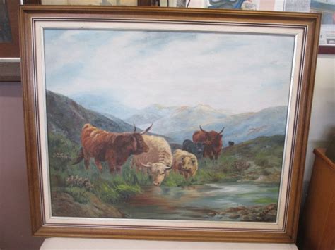 HIGHLAND CATTLE ORIGINAL OIL PAINTING. E.G.HESSON — Soucheby's Antiques