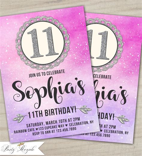 11Th Birthday Invitation Templates