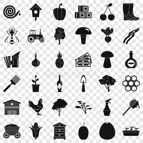 Land Icons Set, Simple Style Stock Vector - Illustration of pumpkin, cloud: 154444928