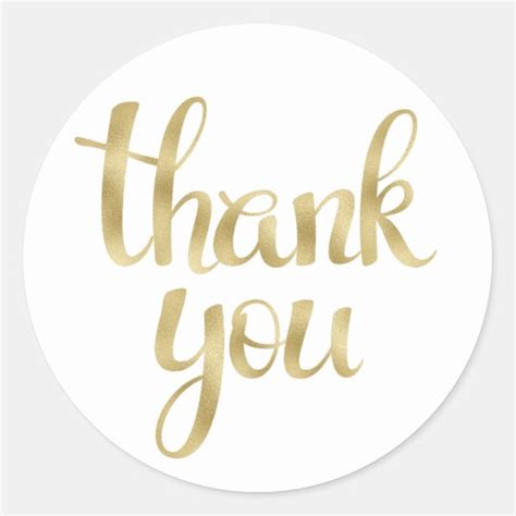 Gold thank you stickers, round, small classic round sticker | Zazzle.com