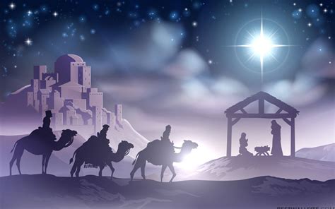 Download Christmas Nativity Scene Cartoon Wallpaper | Wallpapers.com