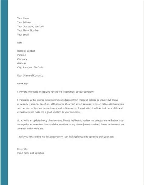 Microsoft Word Resume Cover Letter Template