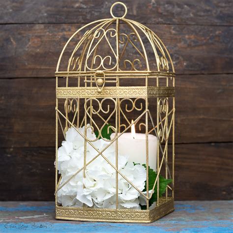 Antique Gold Bird Cage, Gold Christmas Home Decor - OpenVintageShutters