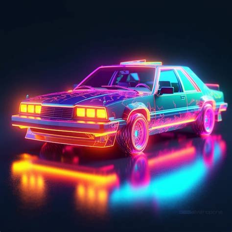 Premium Photo | A neon car with neon lights on it