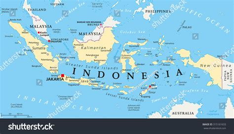 Indonesia Political Map Capital Jakarta National Stock Vector (Royalty ...