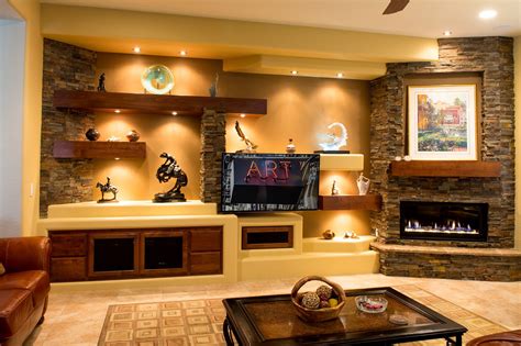Custom Media Walls & Entertainment Centers | TCD Phoenix | Home entertainment centers, Fireplace ...