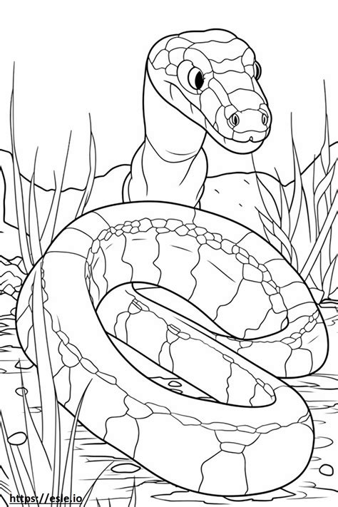 Burmese Python cute coloring page