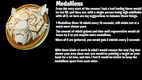 This is my own take on a medallion nerf : r/FortNiteBR