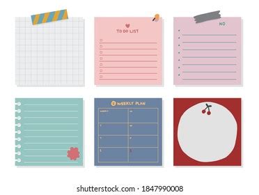 Cute Sticky Note Papers Printable Set Stock Vector (Royalty Free ...