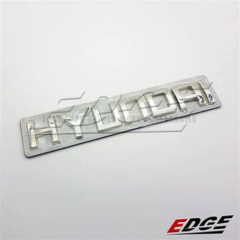 Emblem - HYUNDAI - Chrome - 2.2x13.9cm // adhesive ready sticker name ...