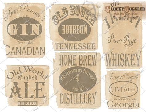 Booze Bottle Labels 6 Bootleg Printable Prohibition Speakeasy | Etsy