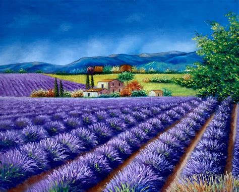 Lavender Fields Oil Painting on Canvas Hand Painted Home - Etsy