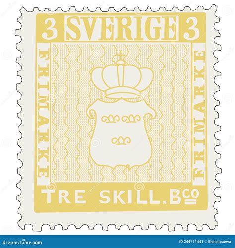 Treskilling Yellow. Expensive Postage Stamp Stock Vector - Illustration of vintage, scrapbook ...