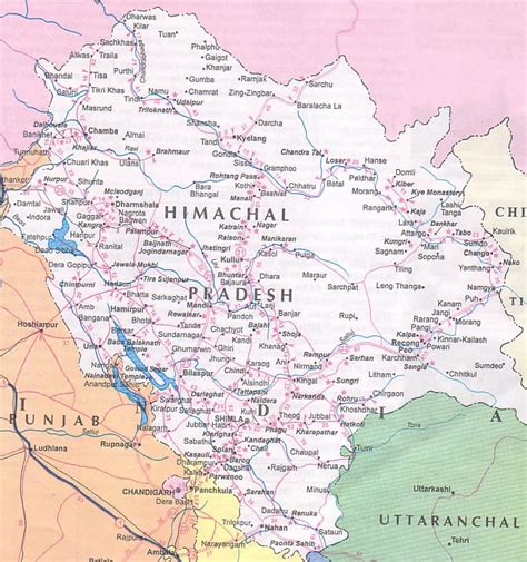 Himachal pradesh political map – Printable graphics