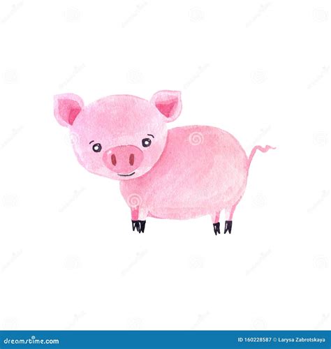 Watercolor Cute Pigs Characters Stock Illustration - Illustration of ...